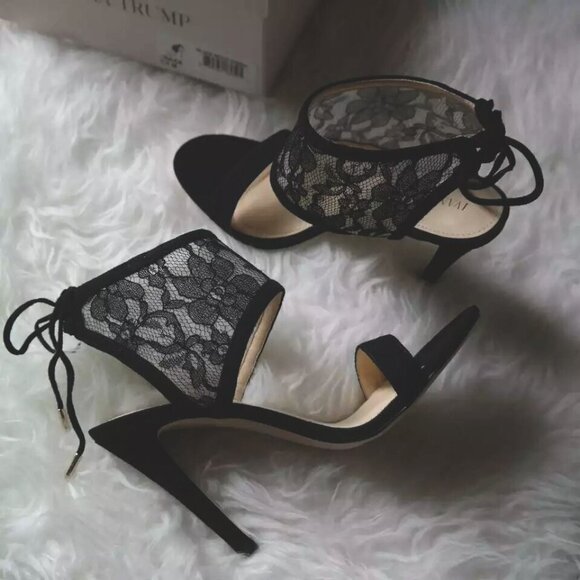 IVANKA TRUMP Daza Ankle Wrap Lace High Heel Sandals - Picture 2 of 11
